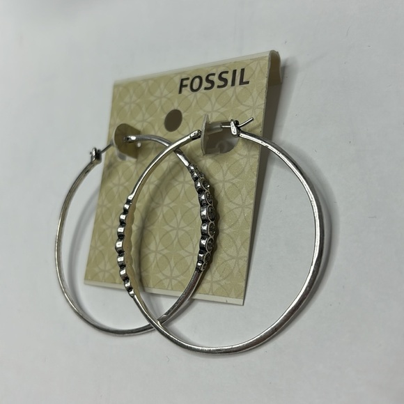 FOSSIL Glitz Hoops Silver Earrings - Picture 6 of 7